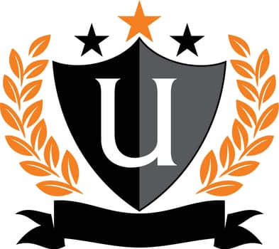 Emblem Star Ribbon Shield Initial U