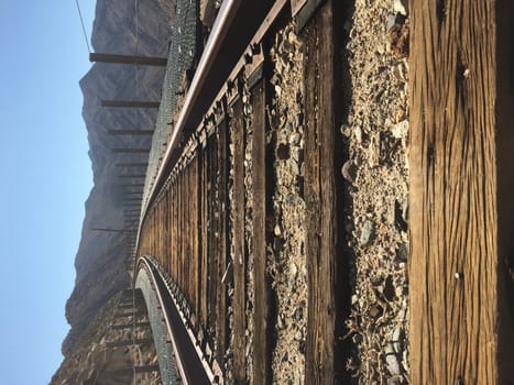 Train Tracks by Goat Canyon Trestle, Anza Borrego Desert State Park, California. World's Largest Wooden Trestle. High quality photo