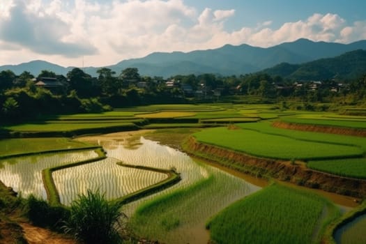 Beautiful Rice field landscape terraced.