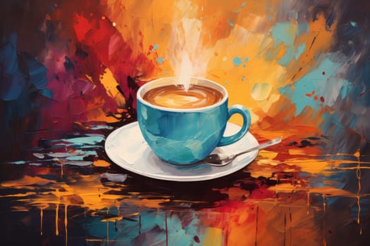 Cup of coffee poster design abstract background