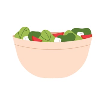 Healthy breakfast, lunch or dinner food, side view of bowl with fresh salad