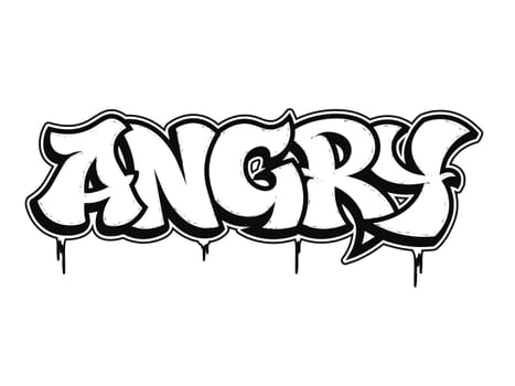 Angry - single word, letters graffiti style. Vector hand drawn logo. Funny cool trippy word Angry, fashion, graffiti style print t-shirt, poster concept