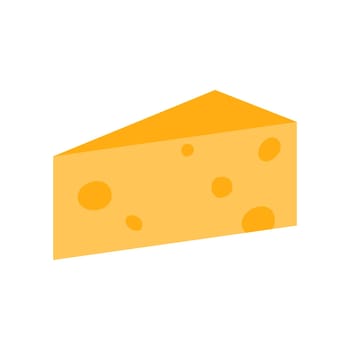 Cheese slice of triangle shape with holes, dairy farm product