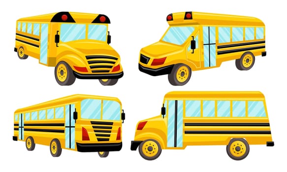 School Bus Template Vector Isolated Design Set