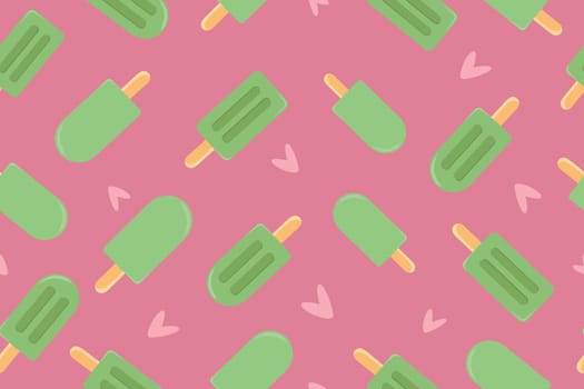 Ice cream background. Vector illustration on a pink background.