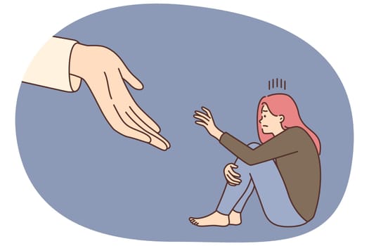 Hand stretch to help woman in depression