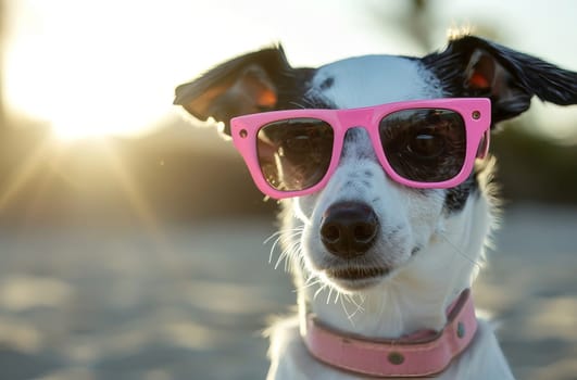 Dog Wearing Pink Sunglasses and Collar For a Stylish Look