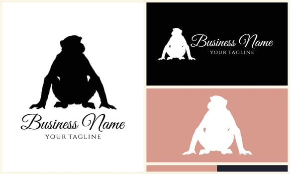 silhouette monkey vector logo template