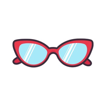 Red womens sunglasses. Flat vector illustration. Isolated image on a white background