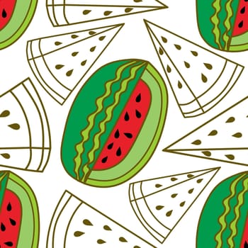 Watermelon Fruit Pattern Seamless Vector Template