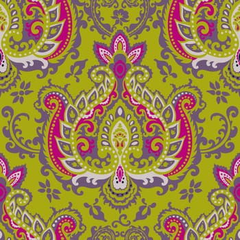 Damask style, paisley with flowers in blossom