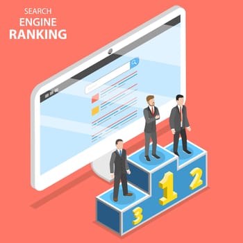 Search engine ranking flat isometric vector.