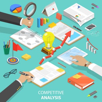 Competitive analysis flat isometric vector concept