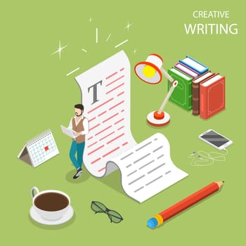Flat isometric vector concept of creative writing.
