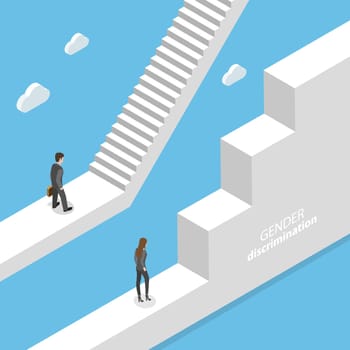 Gender discrimination and inequality isometric flat vector concept.