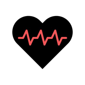 Heartbeat with heart icon. Heartbeat vector icon. Heart icon with heartbeat in flat style. Vector illustration.