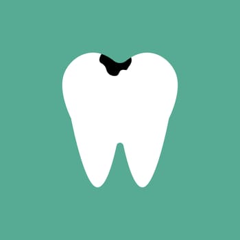 Tooth with caries icon. Tooth with hole vector icon in flat style. Vector icon of sick or unhealthy tooth. Dentistry icon. Vector illustration.