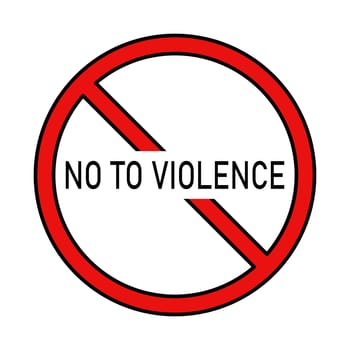 No Violence vector icon. Sign prohibiting Violence vector. prohibition sign with the inscription no to Violence. World of without Violence. Vector illustration.