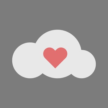 Heart in cloud vector. Red heart on gray cloud vector. Symbol of love and separation vector.