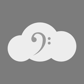 Note in the cloud vector. Cloud storage of music and music files vector. Musical note vector icon. Cloud vector icon.