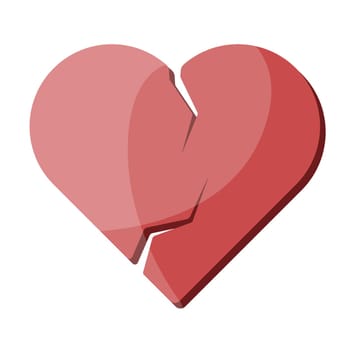 Broken heart vector. Cracked heart icon. Symbol of love. Stylish heart icon.
