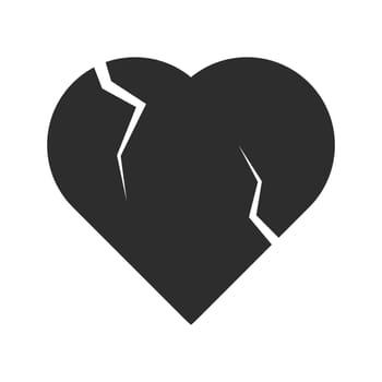Broken heart vector. Cracked heart icon. Symbol of love.