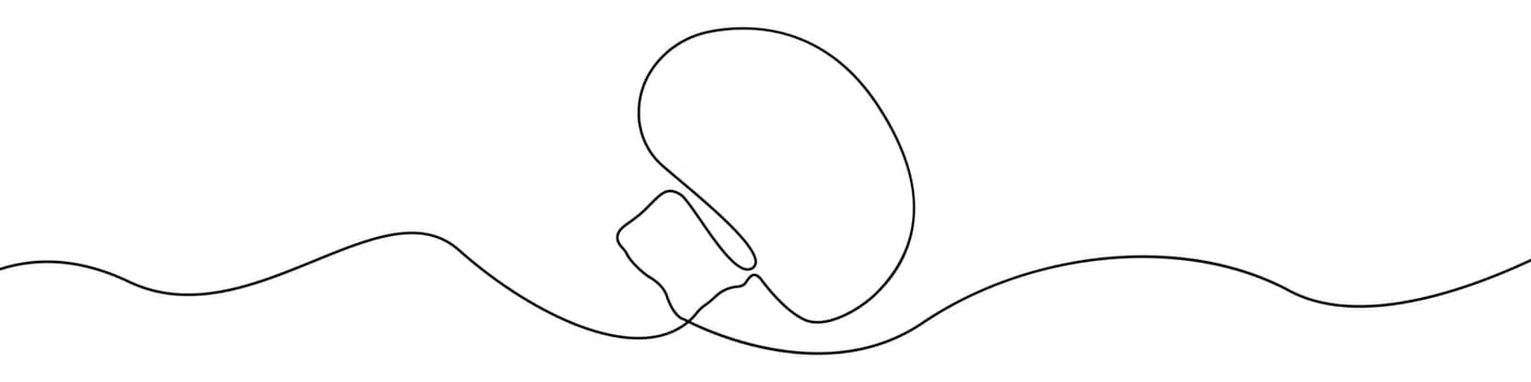 Mushroom icon line continuous drawing vector. One line Champignon vector background. Half a mushroom icon. Continuous outline of a Mushroom.