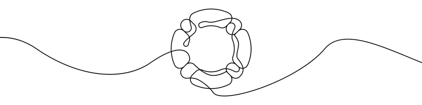 Lifebuoy icon line continuous drawing vector. One line Lifebuoy icon vector background. Lifebuoy icon. Continuous outline of a Lifebuoy icon.