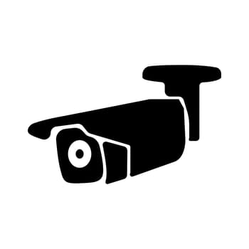 Black icon of video surveillance camera. Video surveillance protection concept icon. Black camera icon. Video surveillance simple icon.