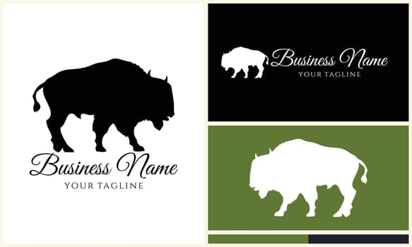 silhouette buffalo bull bison logo