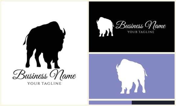 silhouette buffalo bull bison logo