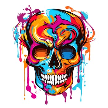 Skull in psychedelic vector pop art style. 