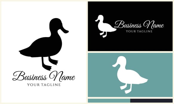 silhouette duck swim logo template