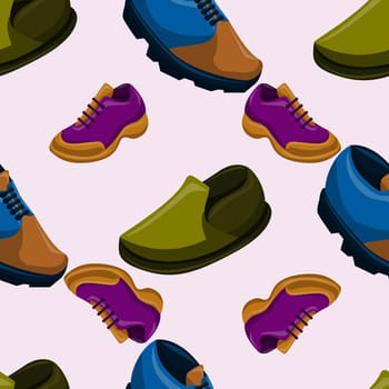 Shoes Flat Color Background Seamless Pattern  