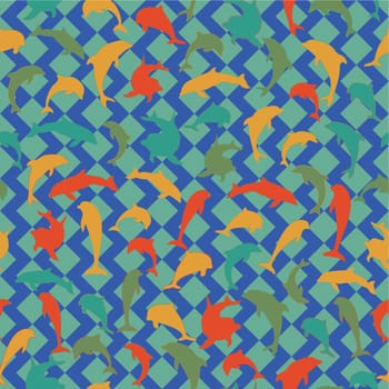 Dolphin Marine seamless pattern