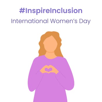 Inspire Inclusion slogan International Women's Day 8 march 2024. Iwd world campaign. Vector woman's characters on white background.