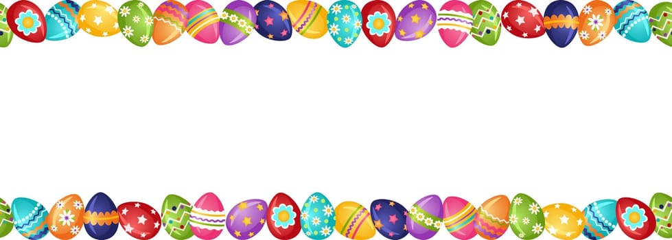 Frame made of colorful bright Easter eggs.