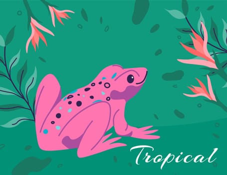 Tropic flora and fauna, frog with spots on skin