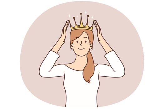 Smiling woman with crown on head