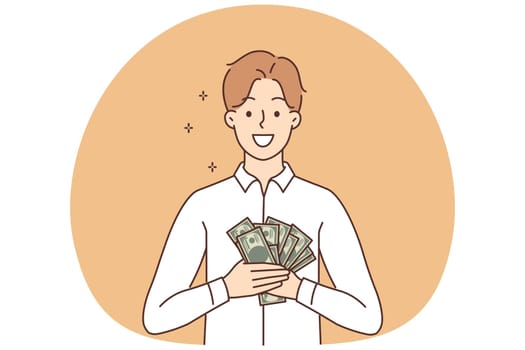 Smiling man with money in hands