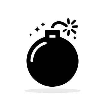 Bomb icon. Bomb symbol. Black icon of bomb isolated on white background.