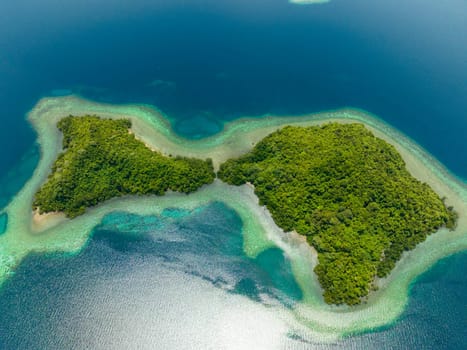 Tropical island and lagoon. Borneo, Malaysia.