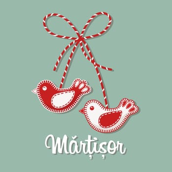 Martisor, symbol of spring. Traditional spring holiday in Romania and Moldova. Holiday card, banner