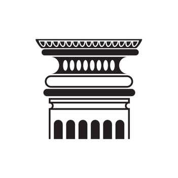 Classic vintage column capital black line icon, ancient structure