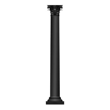 Ancient column black glyph icon, old architectural element for building stability
