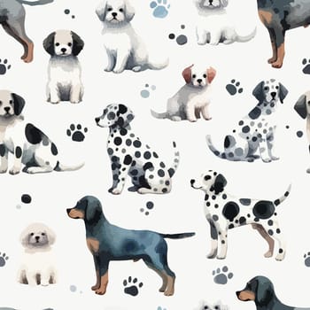 Cute watercolor dogs pattern. Vector simple seamless background for kids.