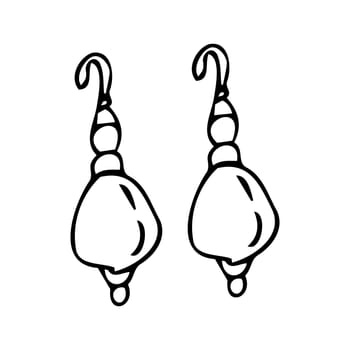 Hand drawn diamond pearls earrings doodle vector illustration