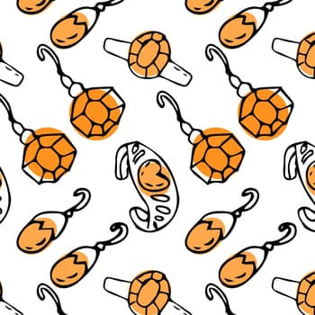 Orange Seamless pattern of sketches various female jewerly