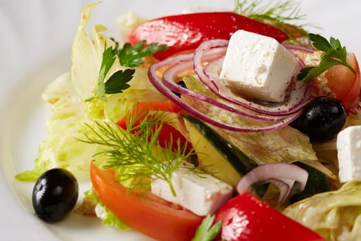 Traditional Greek salad. Mediterranean cuisine