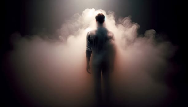 Man Shrouded in Mist with Dramatic Lighting